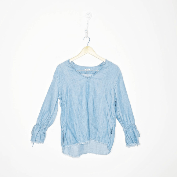 Rails Tops - Rails Zimi Linen blend chambray top vintage blue bell sleeve womens small s